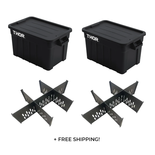 Two 75L THOR Storage Boxes & Dividers Bundle